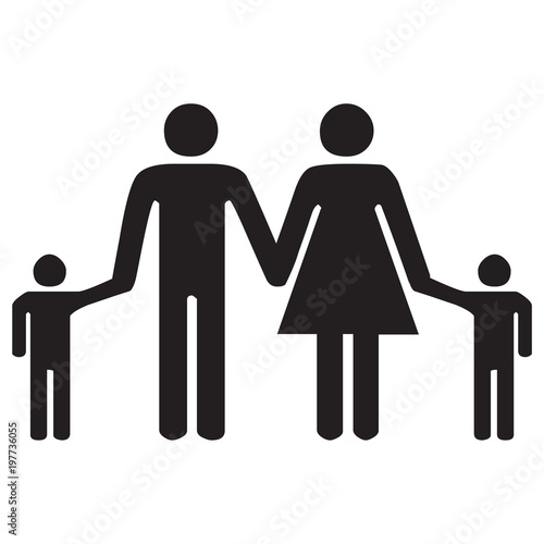 Family parents and kids holding