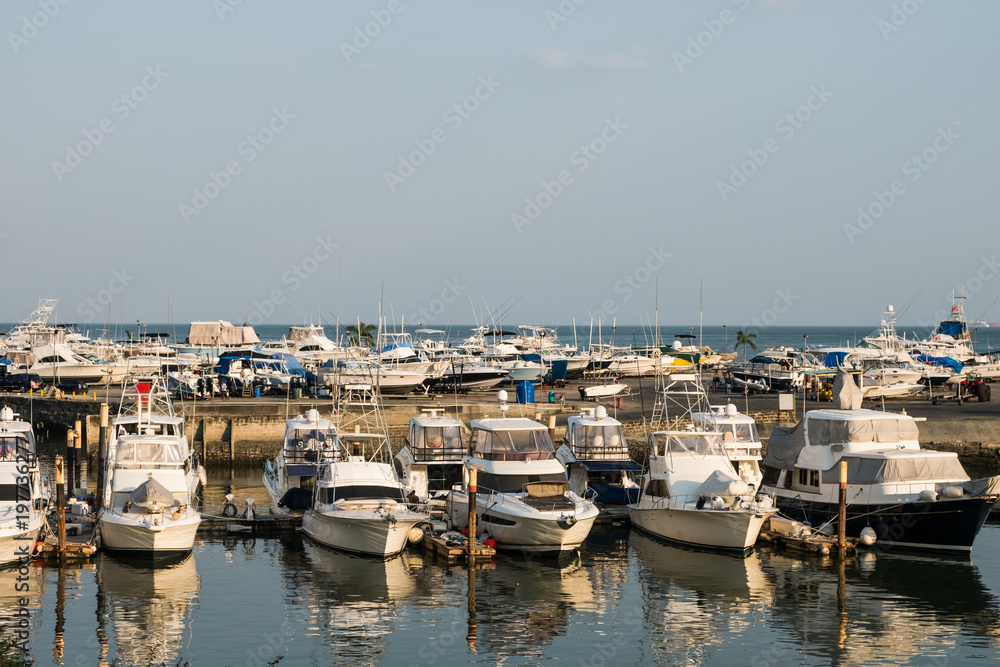 boats harbor - motorboats docked at port