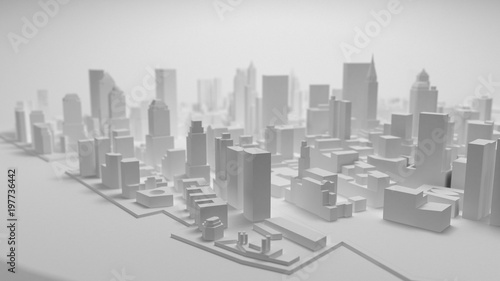 3d city panorama isolated on white background. 3d rendering.
