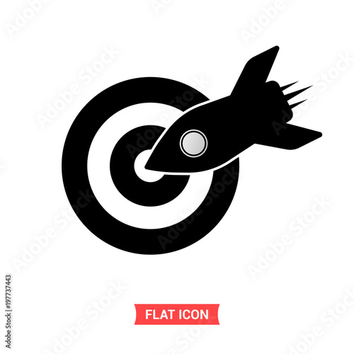 Target vector on rocket icon, campaign launch symbol