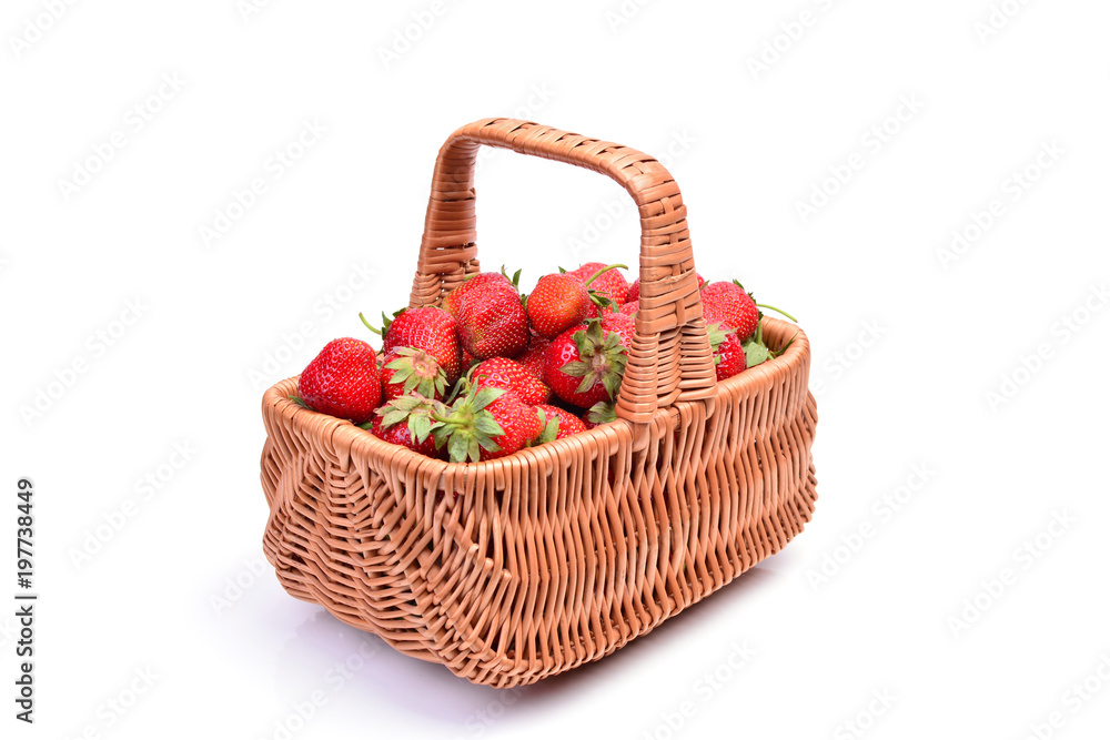 Strawberry in a basket on a white background Strawberry in a basket on a white background