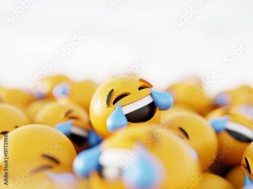 Bilde på lerret Infinite emoticons 3d rendering background, social media and communications conc