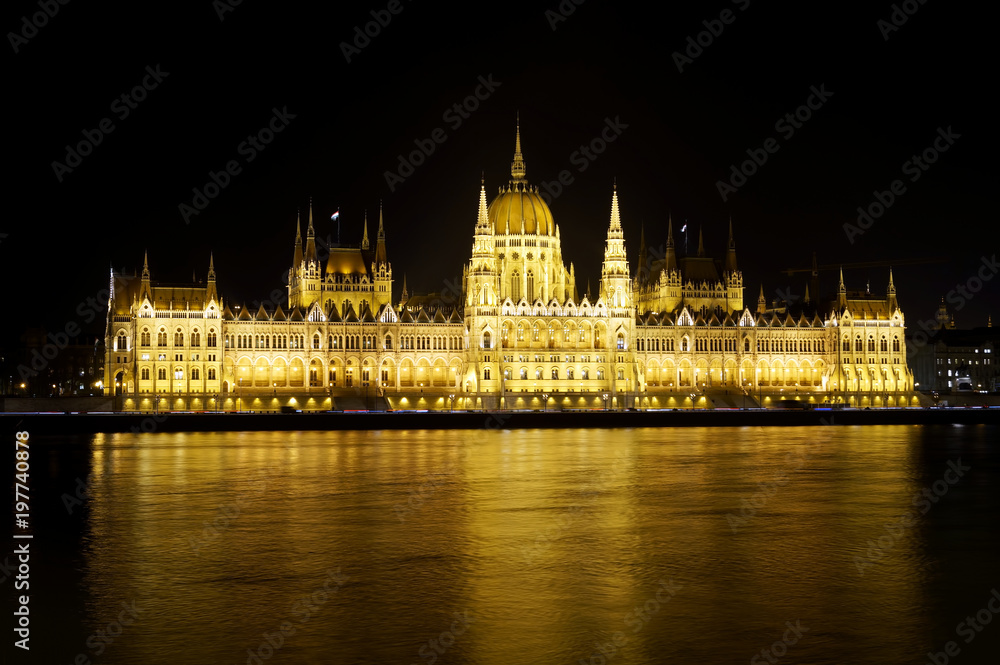 Hungarian Parliament building, night view