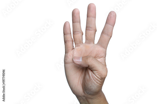 hand signs fingers and numbers isolated  on a white background, with clipping path.     © jpjengs