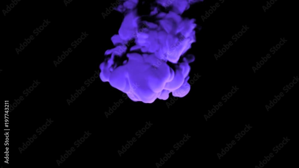 Abstract stylized Purple ink drop in water on a black background for effects with Alpha channel matte. 3d render. voxel graphics. computer simulation V3 Abstract stylized Purple ink drop in water on a black background for effects with Alpha channel matte. 3d render. voxel graphics. computer simulation V3
