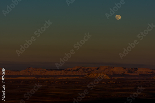 Fullmoon in Berdenas Reales desert in Navarra