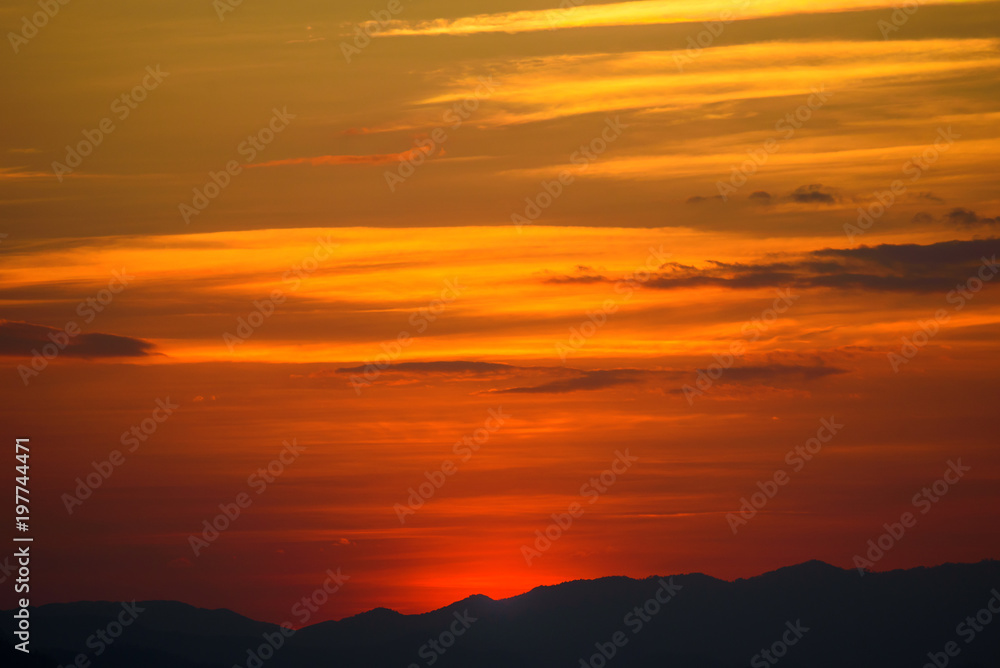 Dramatic sunset and sunrise sky and clouds