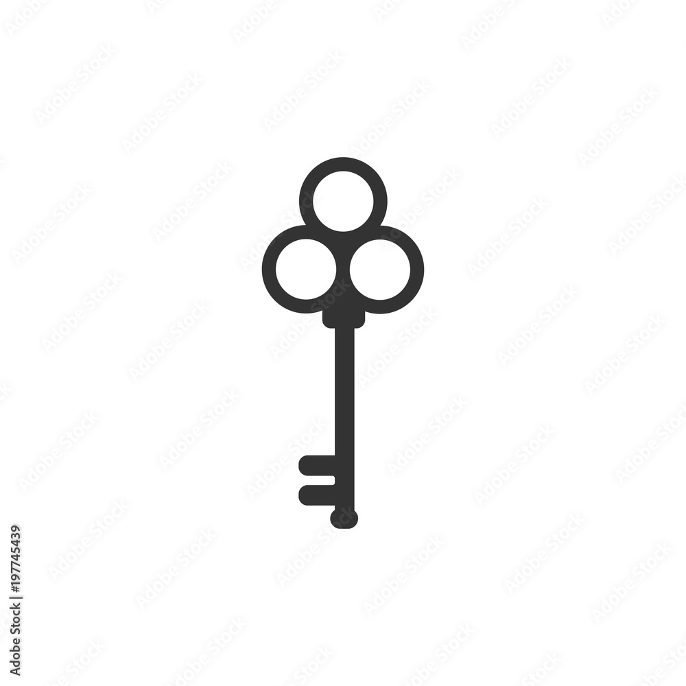 Key icon. Vector illustration, flat design. Key icon. Vector illustration, flat design.