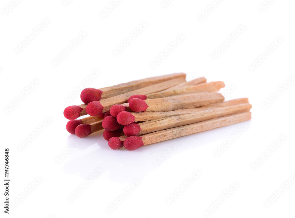 Pile of matches isolated on white background