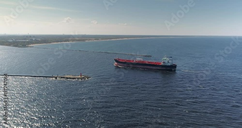 Wallpaper Mural Tanker in open sea, ocean, big merchant ship vessel cruise drone flight 4k Torontodigital.ca