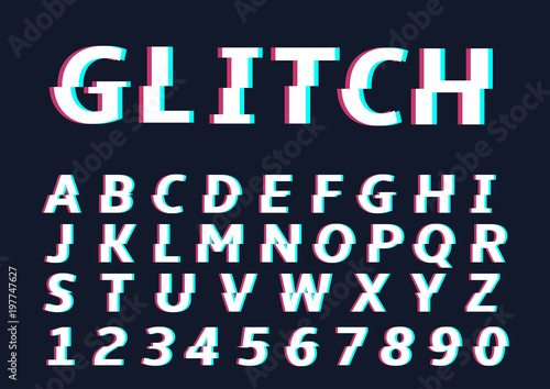Glitch alphabet letters