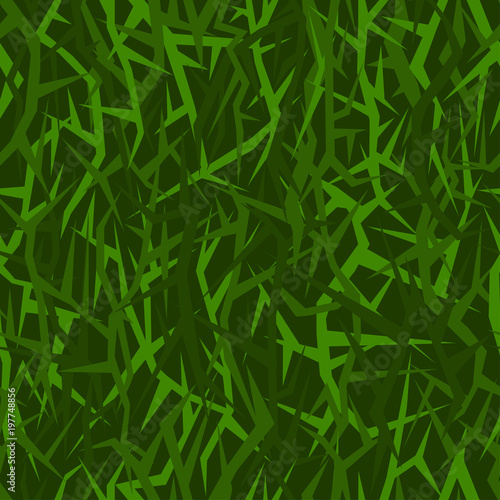 Seamless acute-angled texture for military uniform. Night version - Green Forest