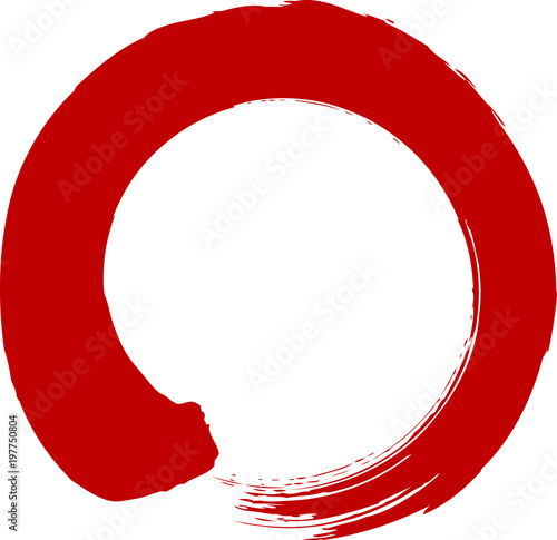丸　円　赤　筆文字