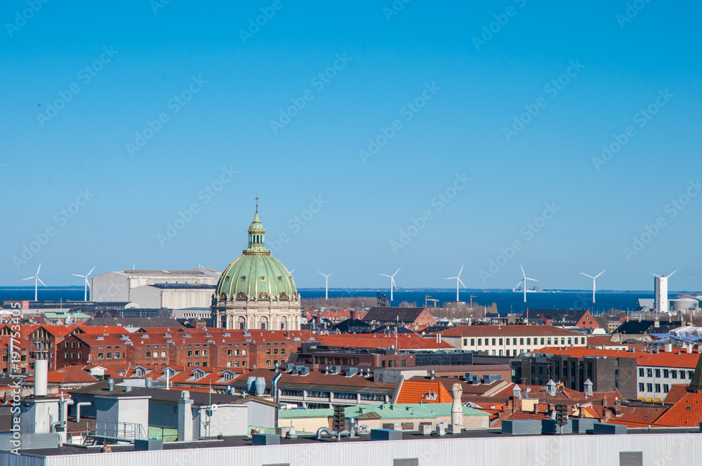 View over city of Copenhagen Denmark