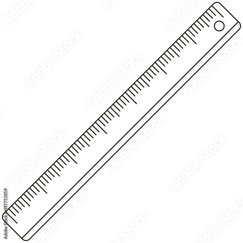 Line art black and white icon poster ruler