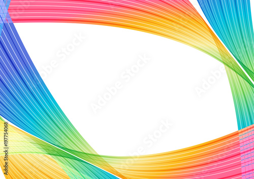 Multicolored abstract background, rainbow striped curves on white background