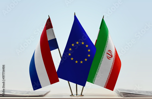 Flags of Netherlands European Union and Iran