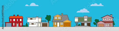 Colorful village neighborhood vector illustration