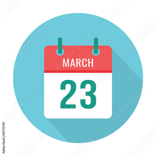 March 23 calendar icon flat. Reminder, date. World Meteorological Day