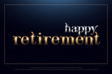 happy retirement party silver and golden on blue background. retirement logo design for banner, card, t shirt or printing. vector illustration