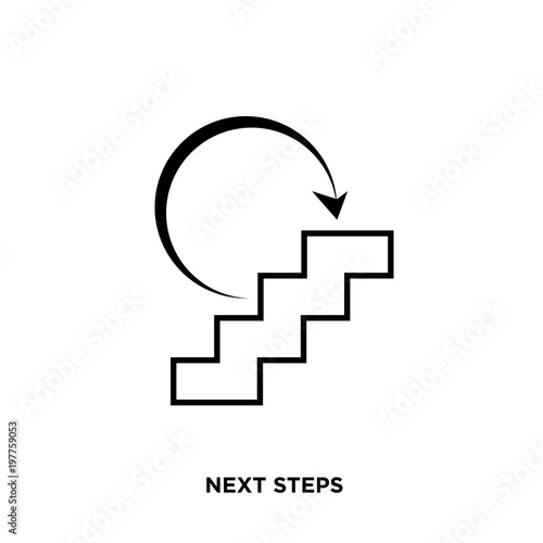 next steps icon isolated on white background for your web, mobile and app design