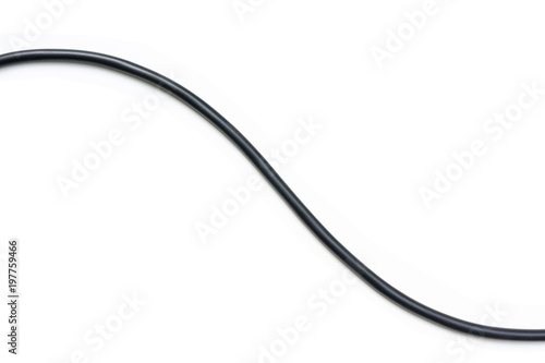 Cuadro en lienzo Black wire cable isolated on a white background abstraction.