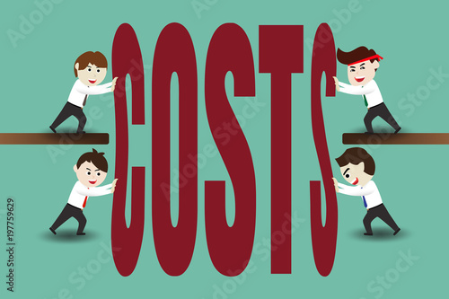 Businessman or employees are collaborating to increase revenue while reducing costs. Cartoon business team concepts vector illustration