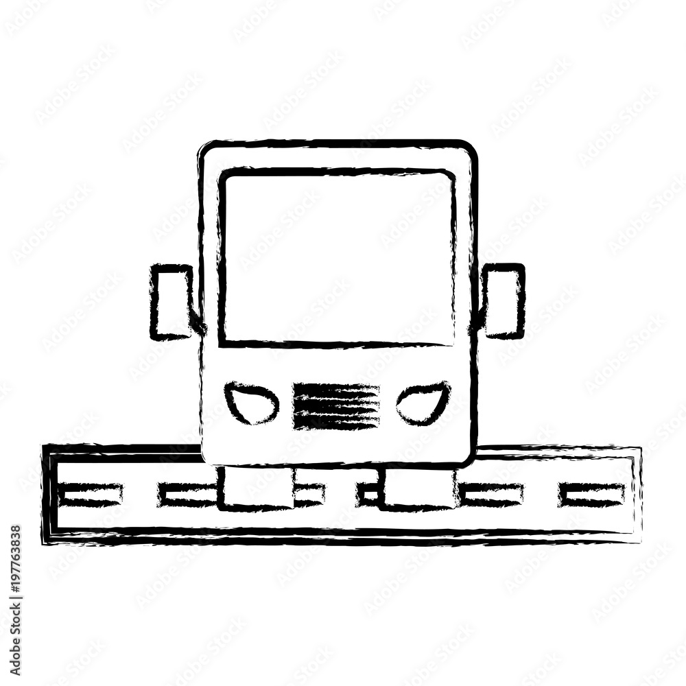 sketch of bus on the road icon over white background, vector illustration