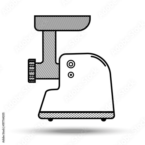 Meat grinder in line art style.