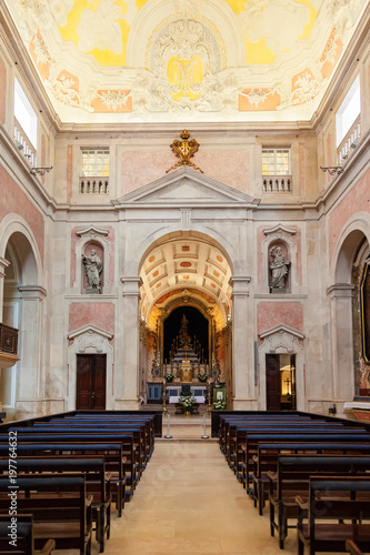 Lisbon, Portugal - October 24, 2016: Igreja da Conceicao Velha or Old Our Lady of the Conception Church interior. View of Nave and Chapels. Renaissance, Mannerist and Baroque style © StockPhotosArt