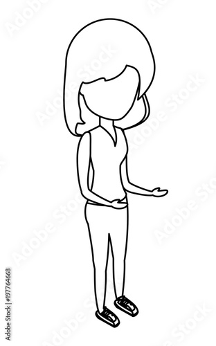 avatar woman wearing casual clothes standing over white background, vector illustration