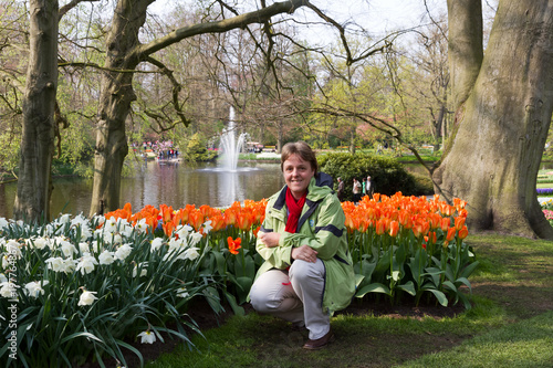 Photography orange Tulpen im Keukenhof in Holland als Nahaufnahme mit schönen Bokeh