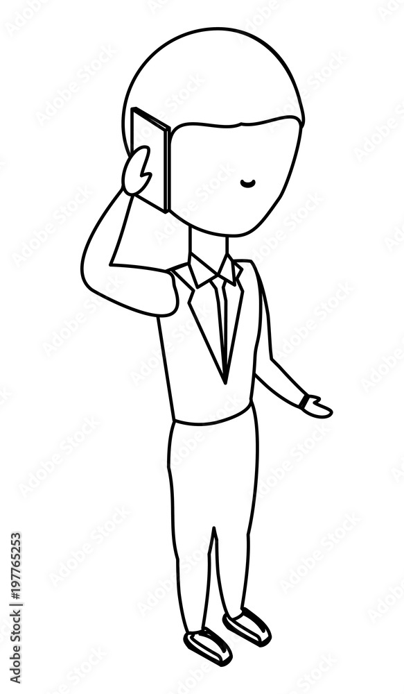 avatar businessman standing and talking on cellphone over white background, vector illustration avatar businessman standing and talking on cellphone over white background, vector illustration