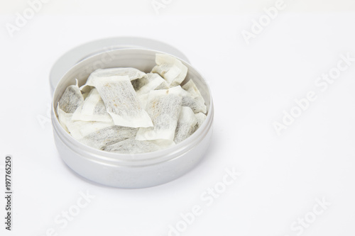 Swedish snus on white background, Isolated.