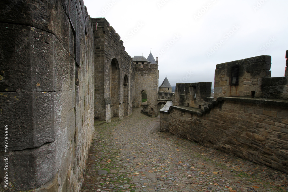 Castle of Carcassonne, France. Medieval Carcassone town view, France. Замок Каркассон, Франция Castle of Carcassonne, France. Medieval Carcassone town view, France. Замок Каркассон, Франция