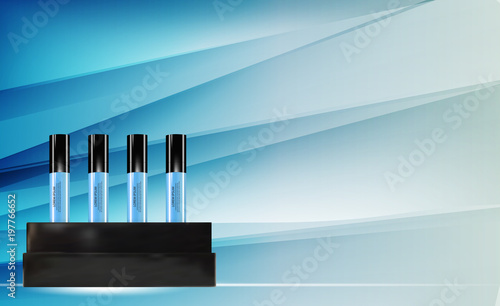 Revitalizing Serum Bottle Template for Ads or Magazine Background. 3D Realistic Vector Iillustration