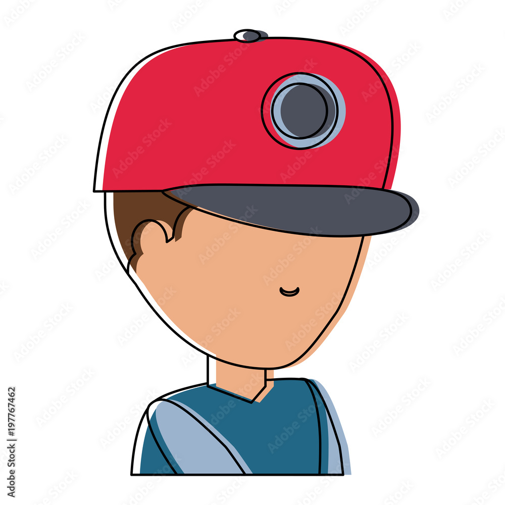 avatar boy wearing a cap over white background, colorful design. vector illustration avatar boy wearing a cap over white background, colorful design. vector illustration