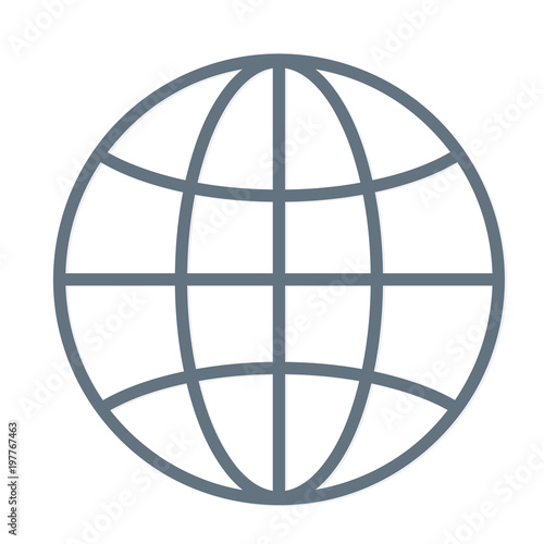 International globe line art icon for apps and websites
