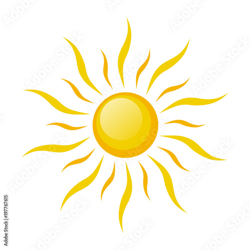 Sun symbol icon on white, stock vector illustration