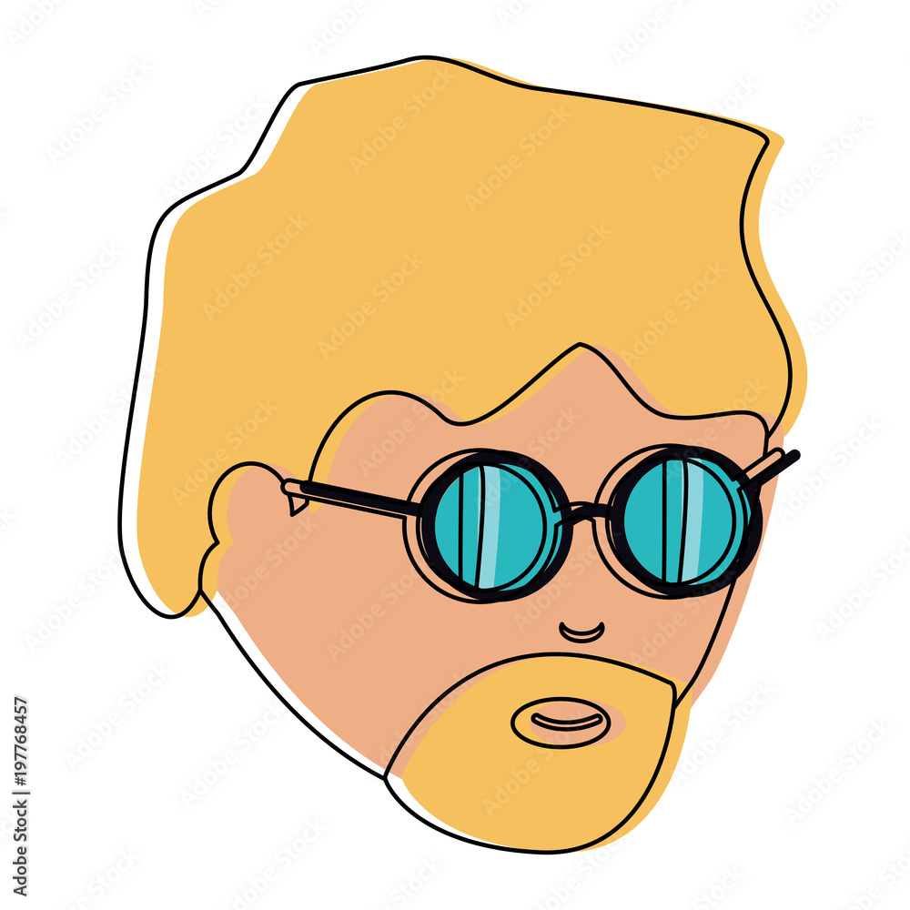 avatar man with beard and wearing round glasses over white background, colorful design. vector illustration avatar man with beard and wearing round glasses over white background, colorful design. vector illustration