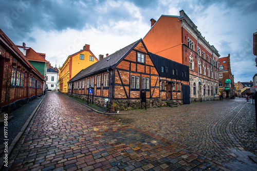 Ystad - October 22, 2017: Historic center of the town of Ystad in Skane, Sweden photo