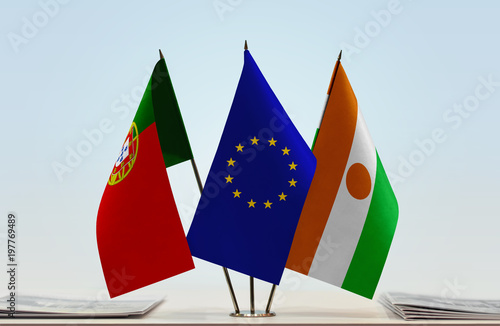 Flags of Portugal European Union and Niger