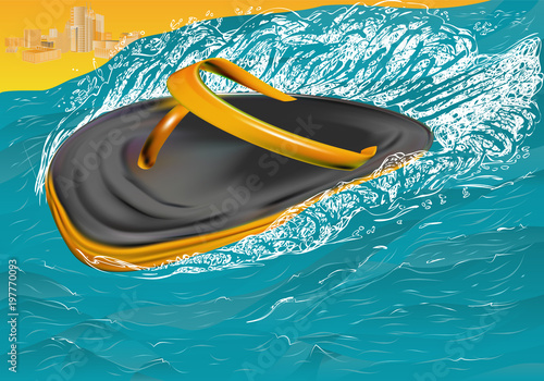 flip flops on sea
