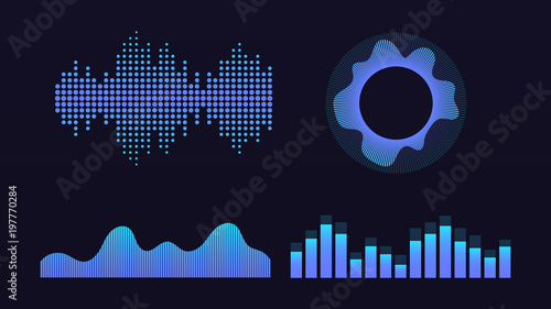 Wave of sound, virtual graphic equalizer, vector illustration
