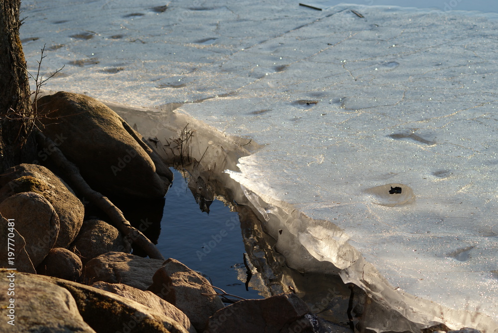 Fototapeta premium Melting ice on lake