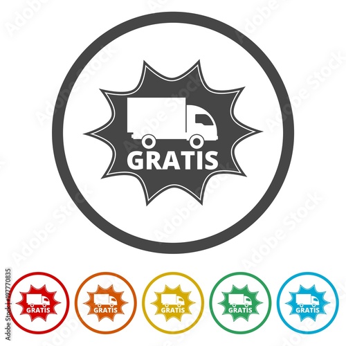 Gratis icon, Gratis sign, 6 Colors Included