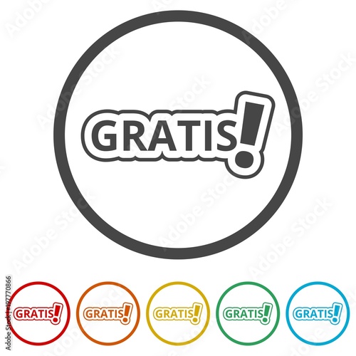 Gratis icon, Gratis sign, 6 Colors Included