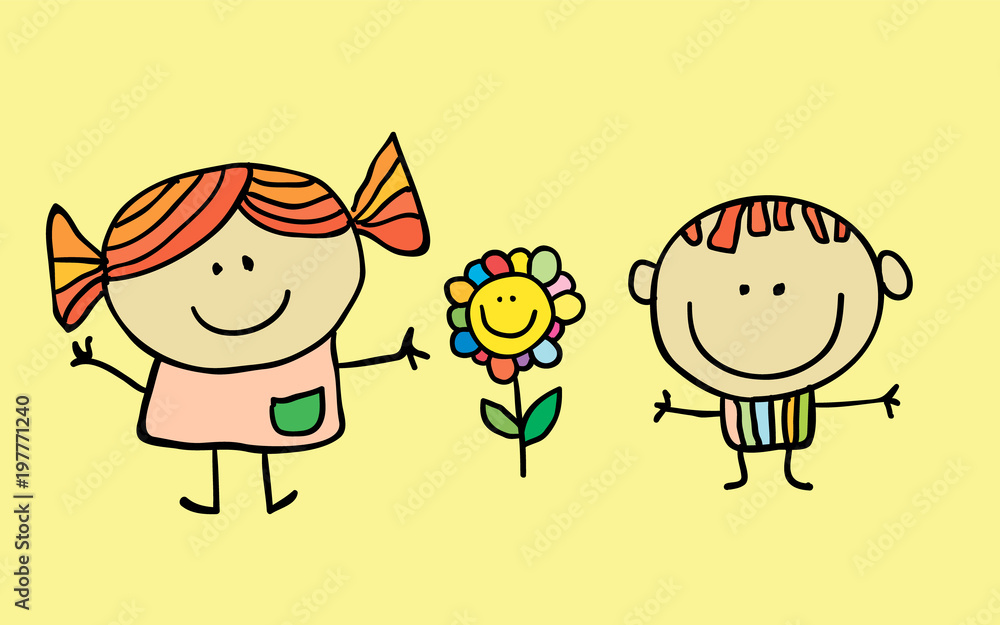 Vector Illustration of cartoon Kids Playing Vector Illustration of cartoon Kids Playing