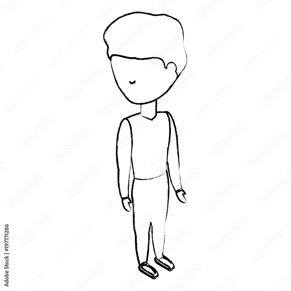 sketch of avatar man wearing sport clothes icon over white background vector illustration
