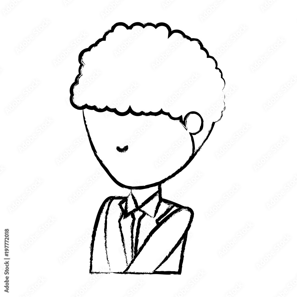 sketch of avatar businessman icon over white background, vector illustration